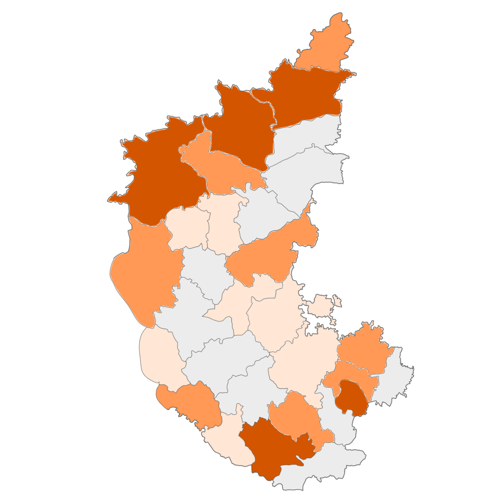 Map of Karnataka districts covered by Trails Of Passion